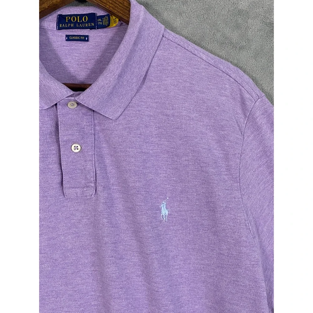 Polo Ralph Lauren Polo Shirt Men XXL Purple Classic Fit Pique Short Sleeve Pony‎